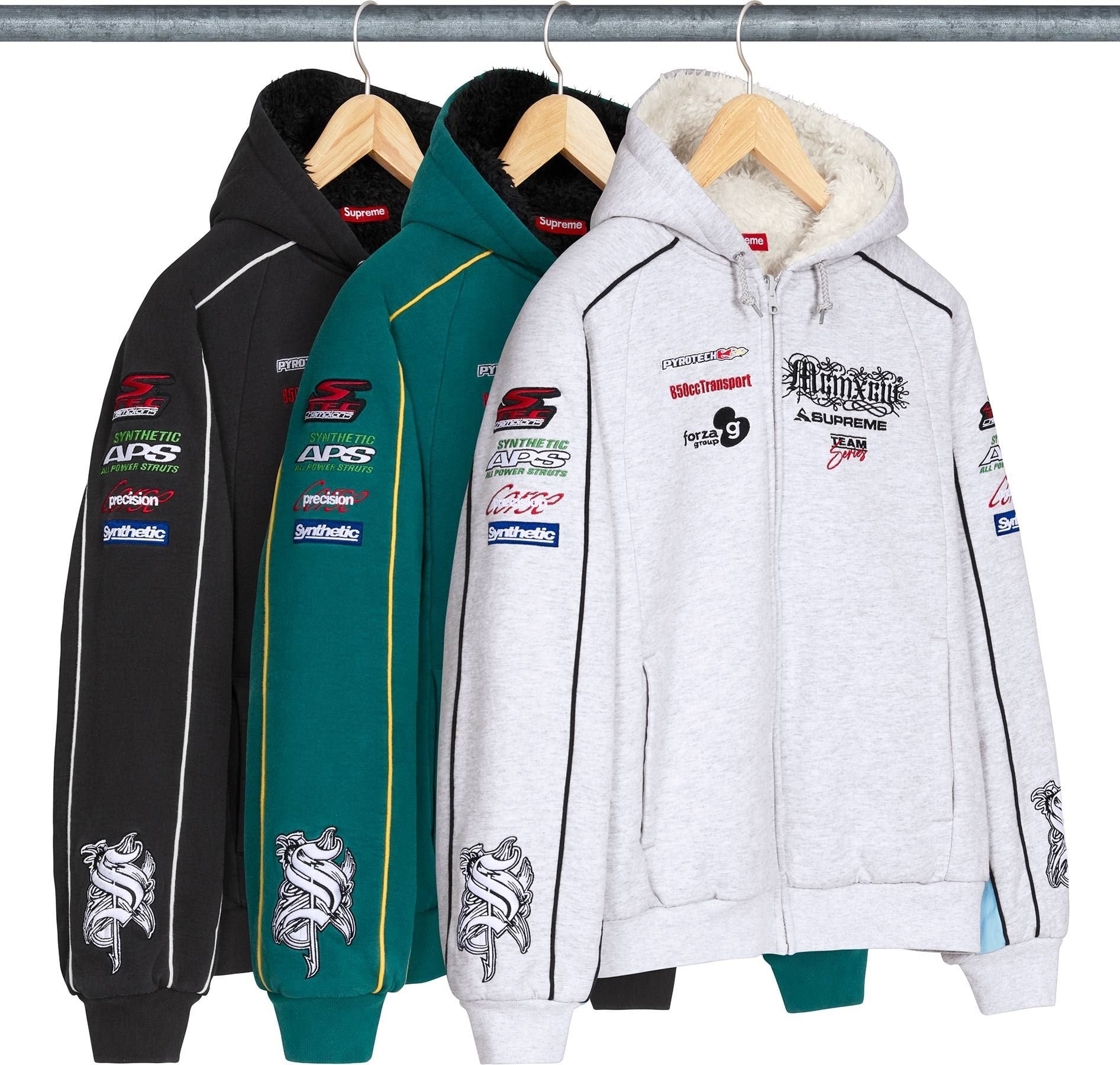 Racing Lined Zip Up Hooded Sweatshirt view 5